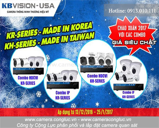 Khuyến mãi chào xuân với các gói combo trọn bộ camera Kbvision giá siêu rẻ.