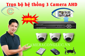 Trọn bộ hệ thống 3 Camera AHD giá rẻ