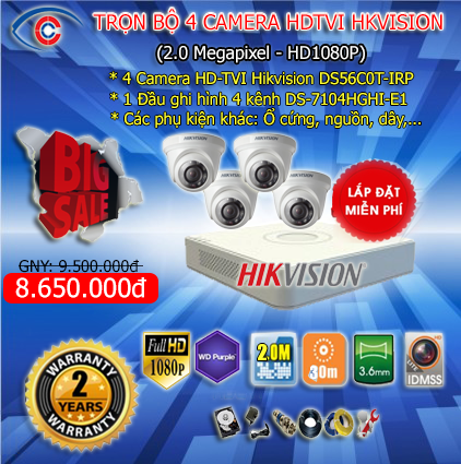 Lắp trọn bộ camera hikvision giá rẻ cho cửa hàng