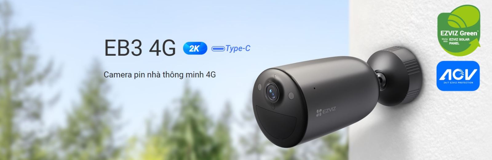 Camera Ezviz EB3 4G pin 5200mAH dùng tới 120 ngày