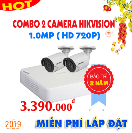 TRỌN bộ 2 camera hikvision 1.0 megapixel