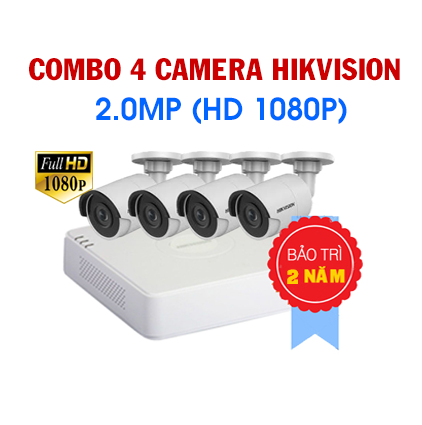 trọn bộ 4 mắt camera hikvision 2.0mp giá rẻ