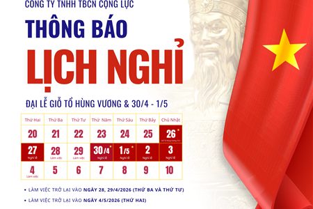 Thông báo nghỉ lễ Giỗ Tổ Hùng Vương và 30/4 & 1/5