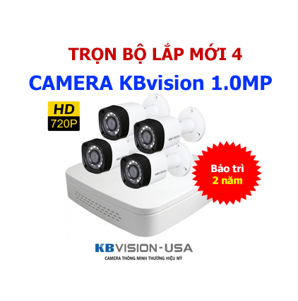 Trọn bộ 4 Camera KBvision 1.0MP