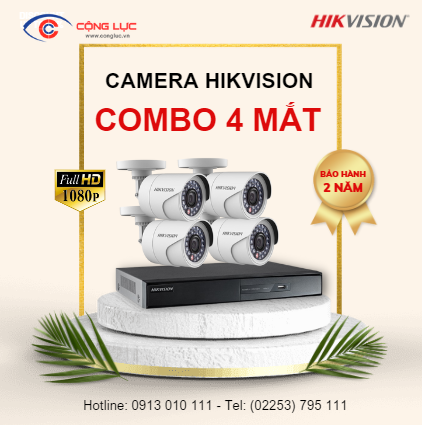 Trọn bộ 4 Camera Hikvision 2.0MP