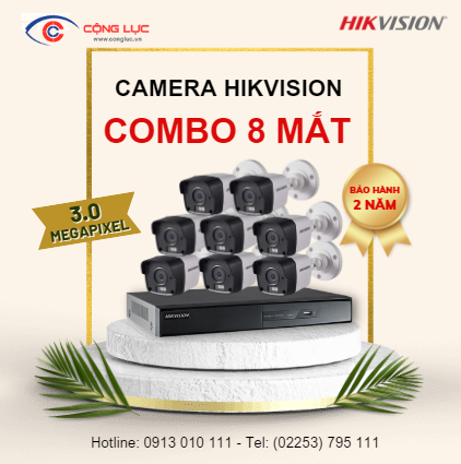 Trọn Bộ 8 Camera Hikvision 3.0 Megapixel